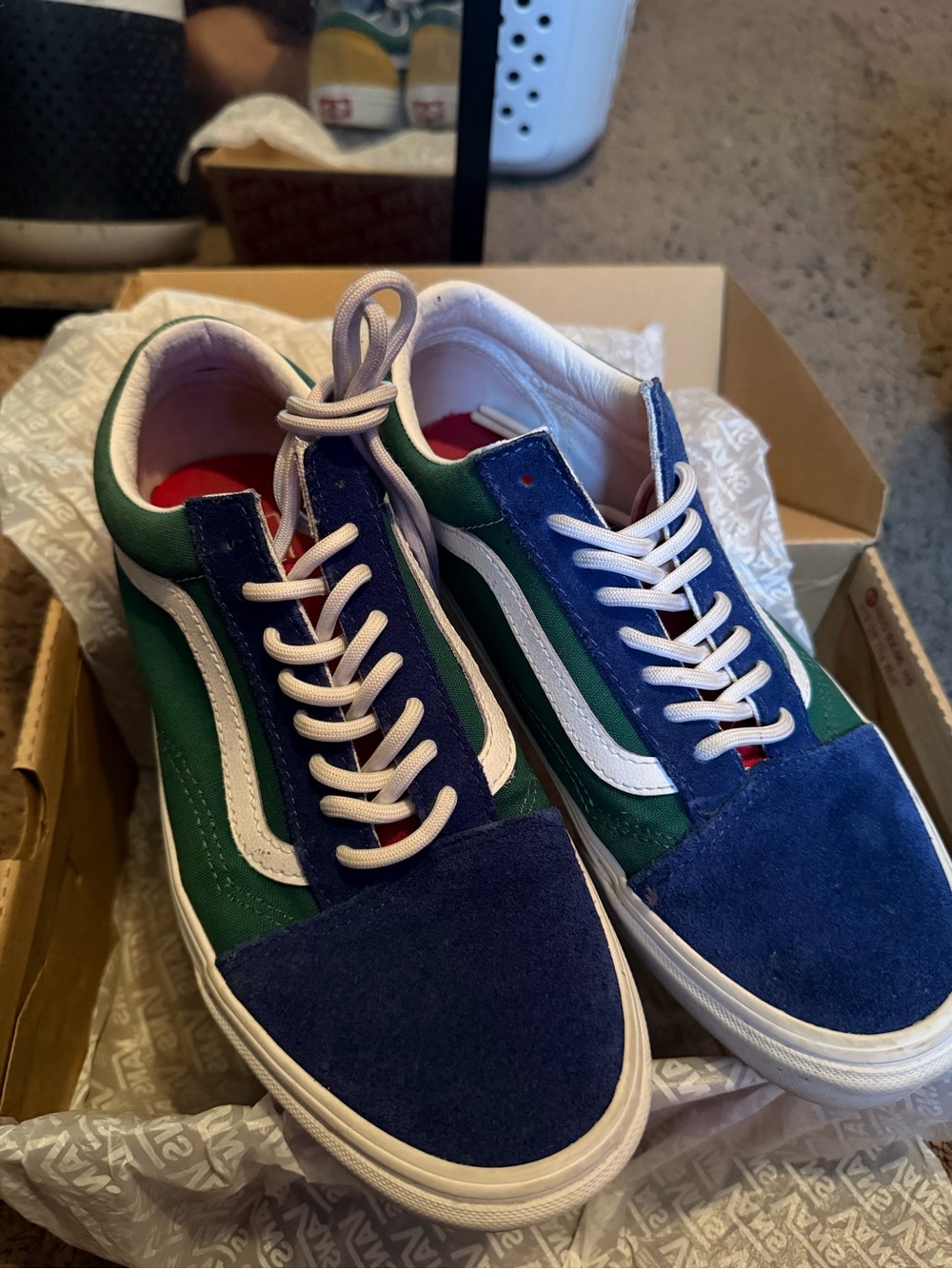Vans Yacht Club Blue & Green Low-Top Suede Casual Sneakers